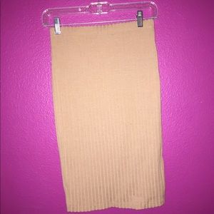Tan ribbed pencil skirt